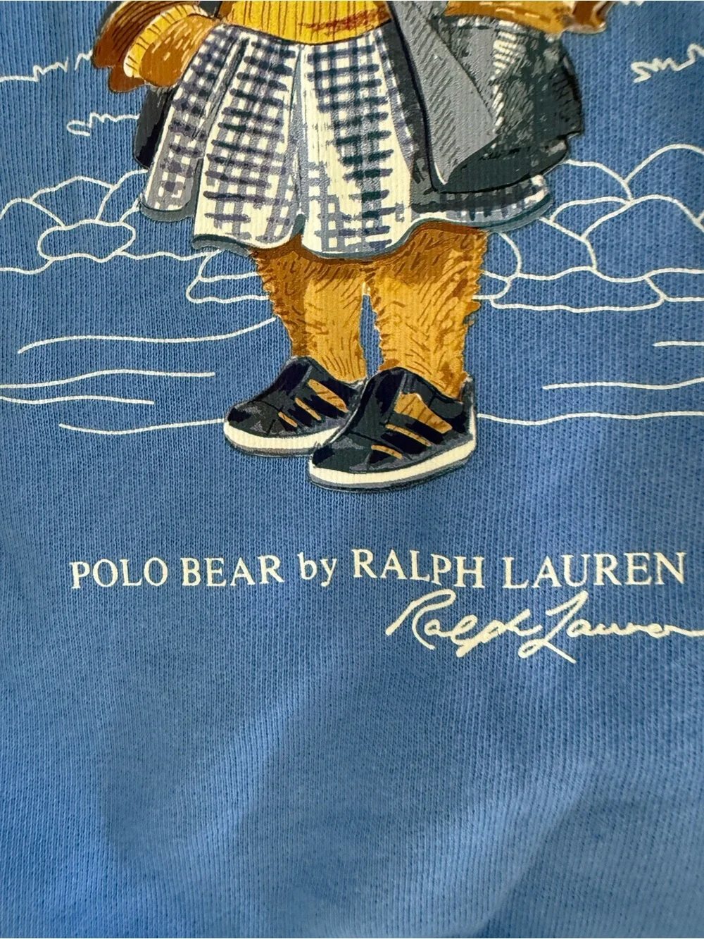 New girls Sz 6 Ralph Lauren Blue Polo Bear Sweatshirt with Embroidered Bear